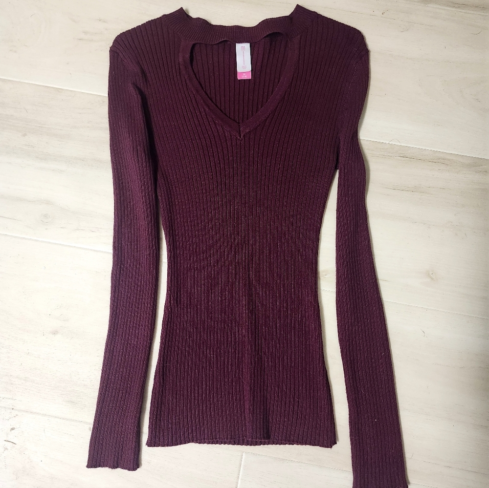 No Boundaries | Burgundy Ribbed Long Sleeve Top